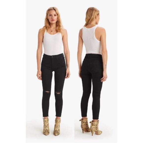 Mother Jeans The Looker Ankle Fray Guilty as Sin Black Color Size 27 - Picture 3 of 15